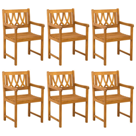 vidaXL Garden Chairs 6 pcs Natural Solid Acacia Wood