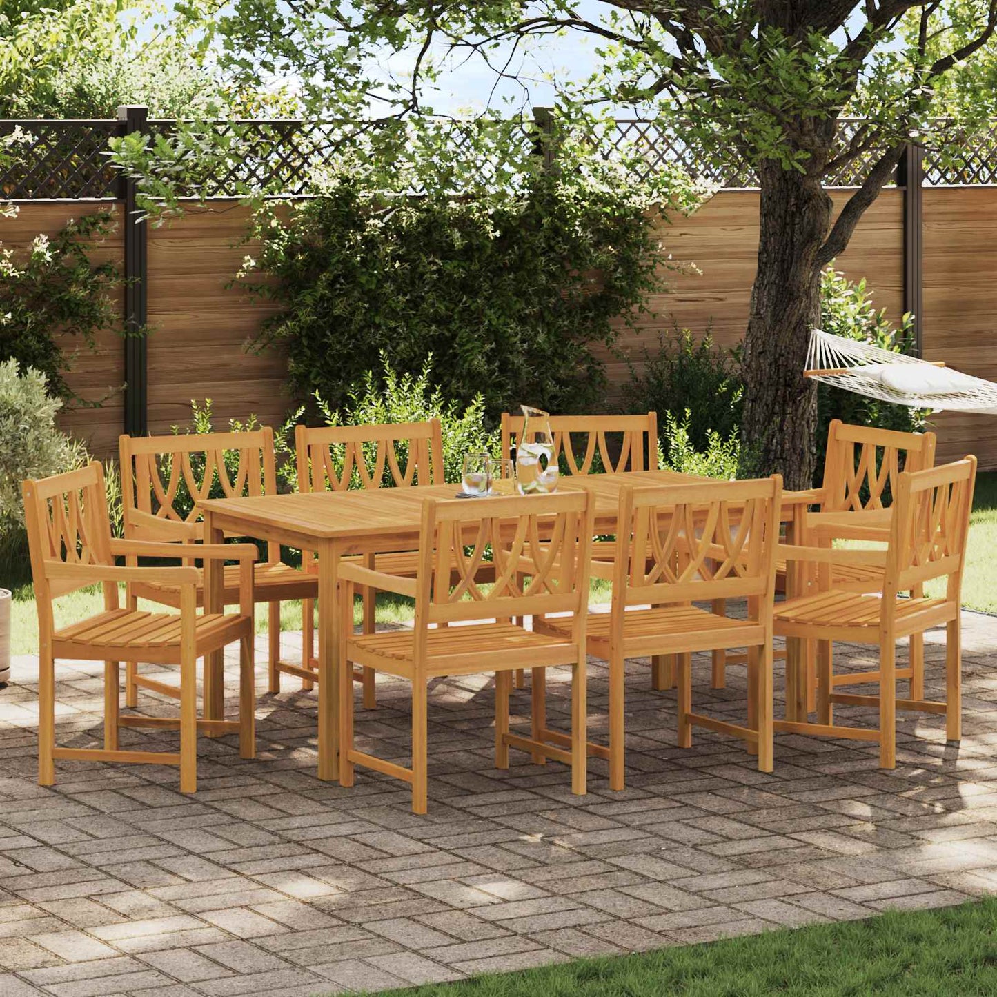 vidaXL Garden Chairs 8 pcs Natural Solid Acacia Wood