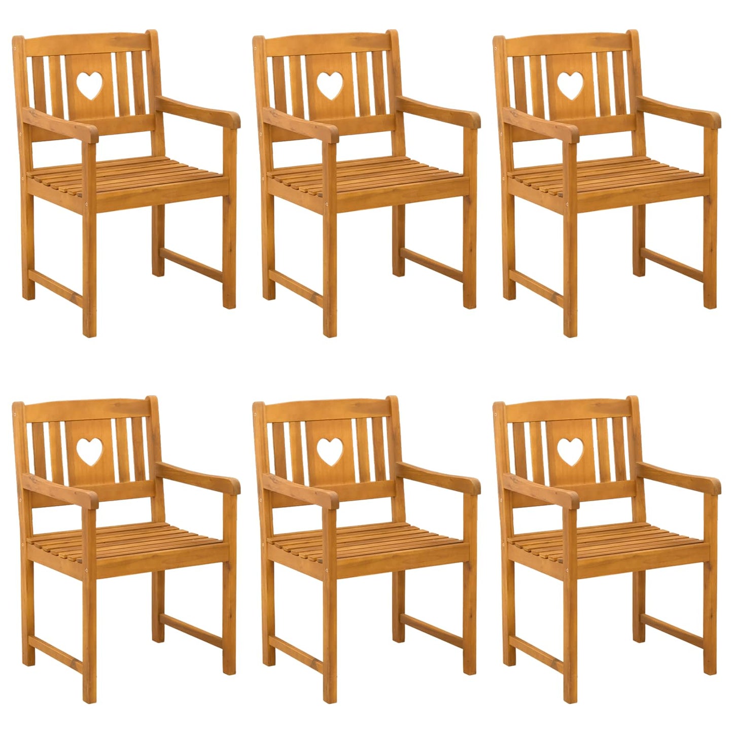 vidaXL Garden Chairs 6 pcs Natural Solid Acacia Wood