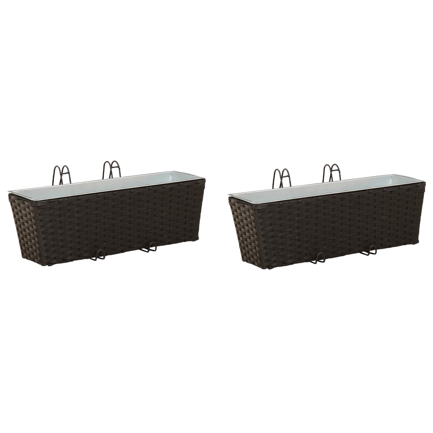 vidaXL Railing 2 pcs Black 50 x 17 x 17 cm Metal