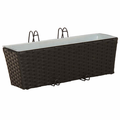 vidaXL Railing 2 pcs Black 50 x 17 x 17 cm Metal