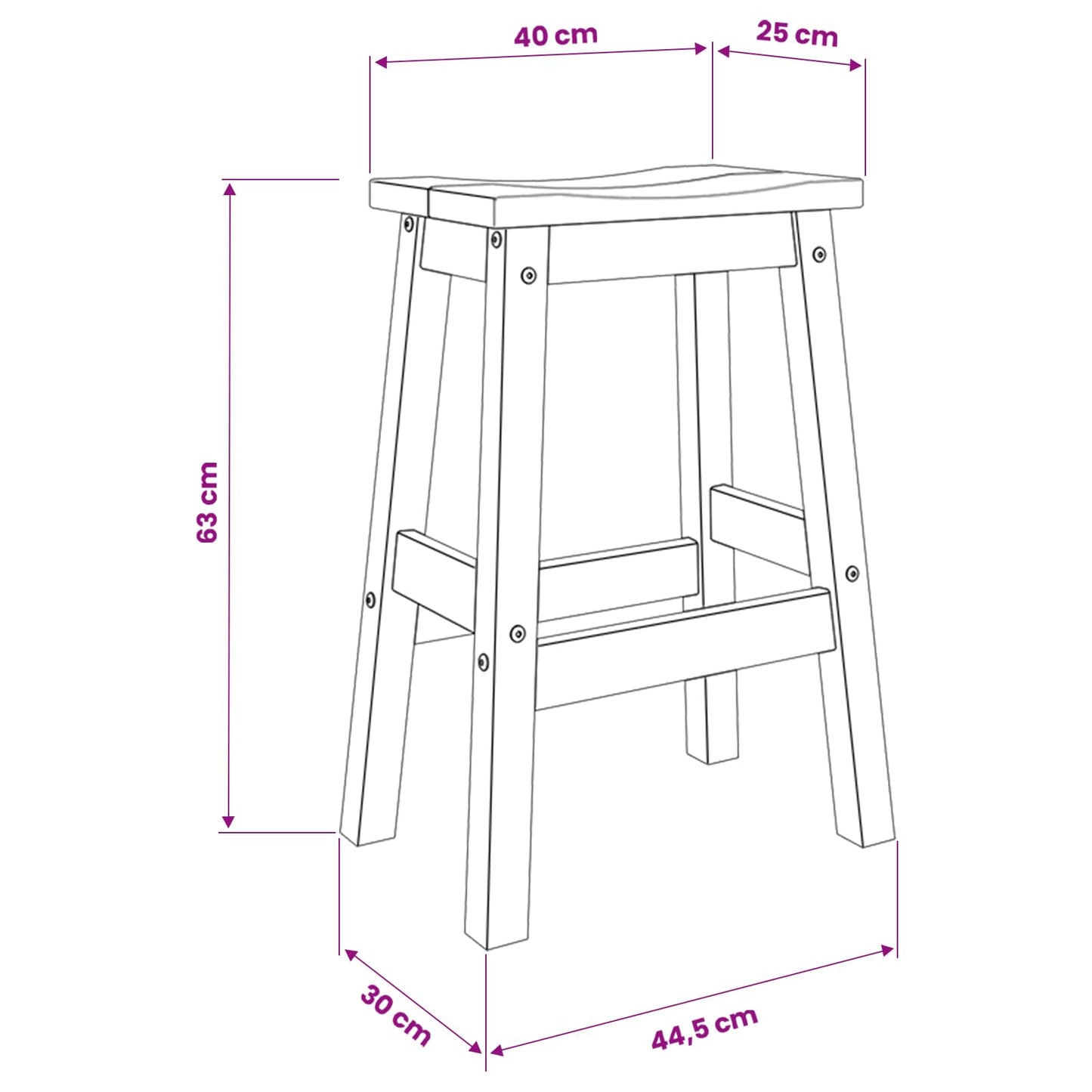 vidaXL Bar Stool 2 pcs Honey Wax 44 x 30 x 63 cm Solid-Pine