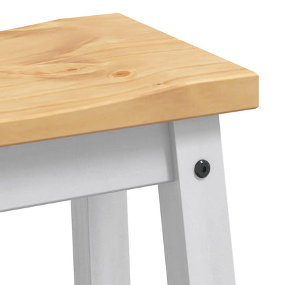 vidaXL Bar Stool 2 pcs White and Honey Wax 44 x 30 x 63 cm Solid-Pine