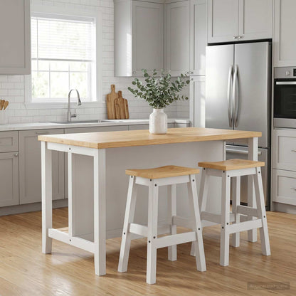 vidaXL Bar Stool 2 pcs White and Honey Wax 44 x 30 x 63 cm Solid-Pine