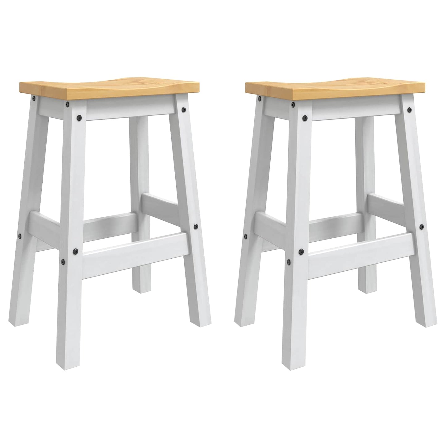 vidaXL Bar Stool 2 pcs White and Honey Wax 44 x 30 x 63 cm Solid-Pine