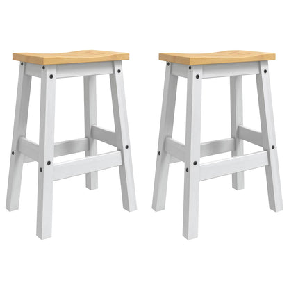 vidaXL Bar Stool 2 pcs White and Honey Wax 44 x 30 x 63 cm Solid-Pine