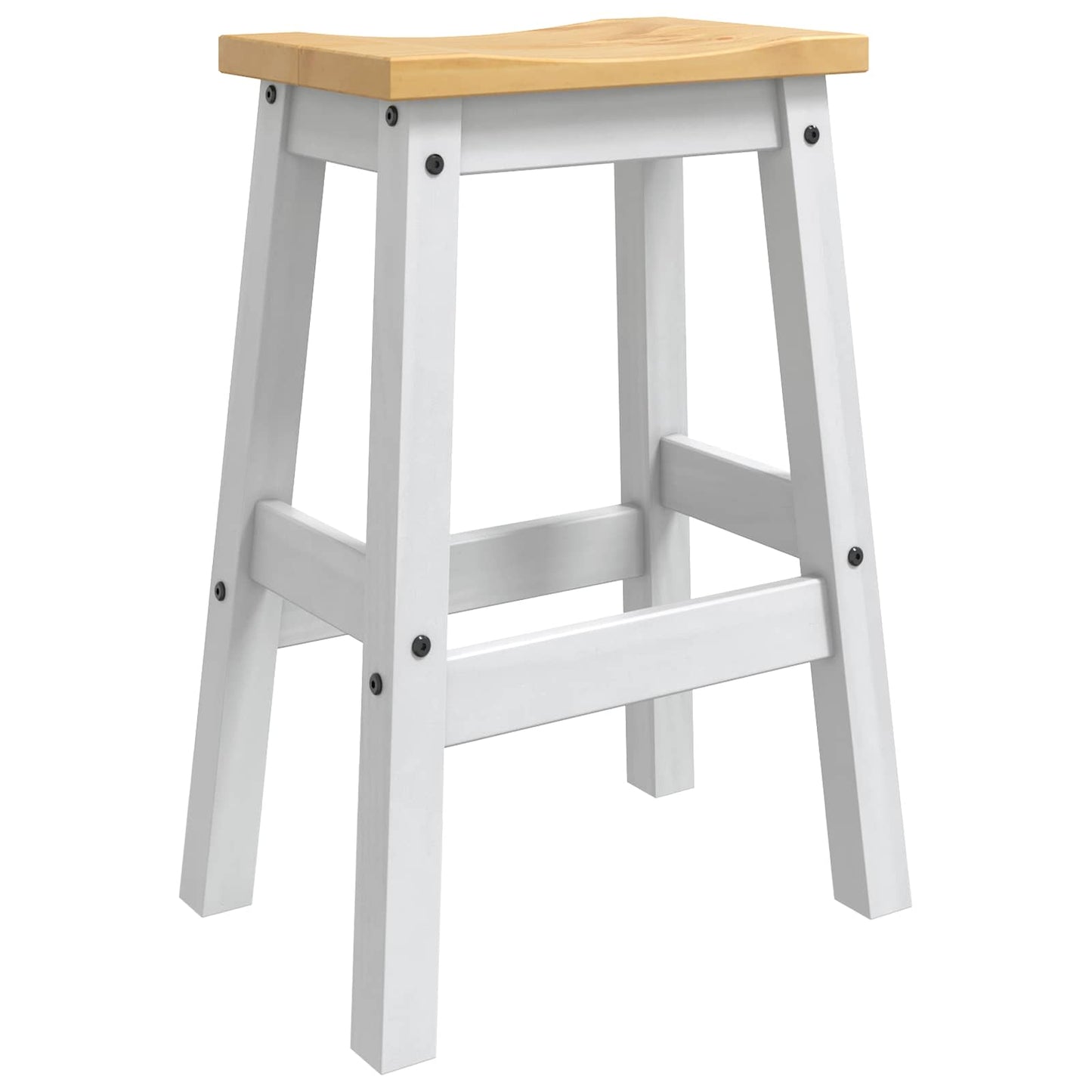 vidaXL Bar Stool 2 pcs White and Honey Wax 44 x 30 x 63 cm Solid-Pine