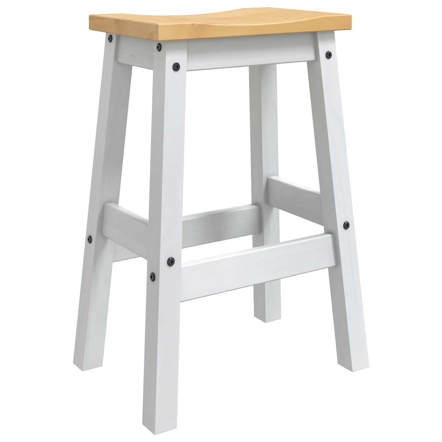 vidaXL Bar Stool 2 pcs White and Honey Wax 44 x 30 x 63 cm Solid-Pine