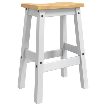 vidaXL Bar Stool 2 pcs White and Honey Wax 44 x 30 x 63 cm Solid-Pine