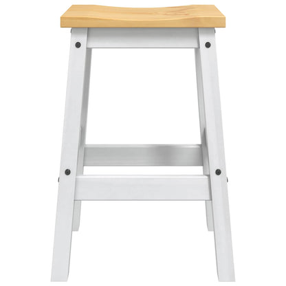 vidaXL Bar Stool 2 pcs White and Honey Wax 44 x 30 x 63 cm Solid-Pine