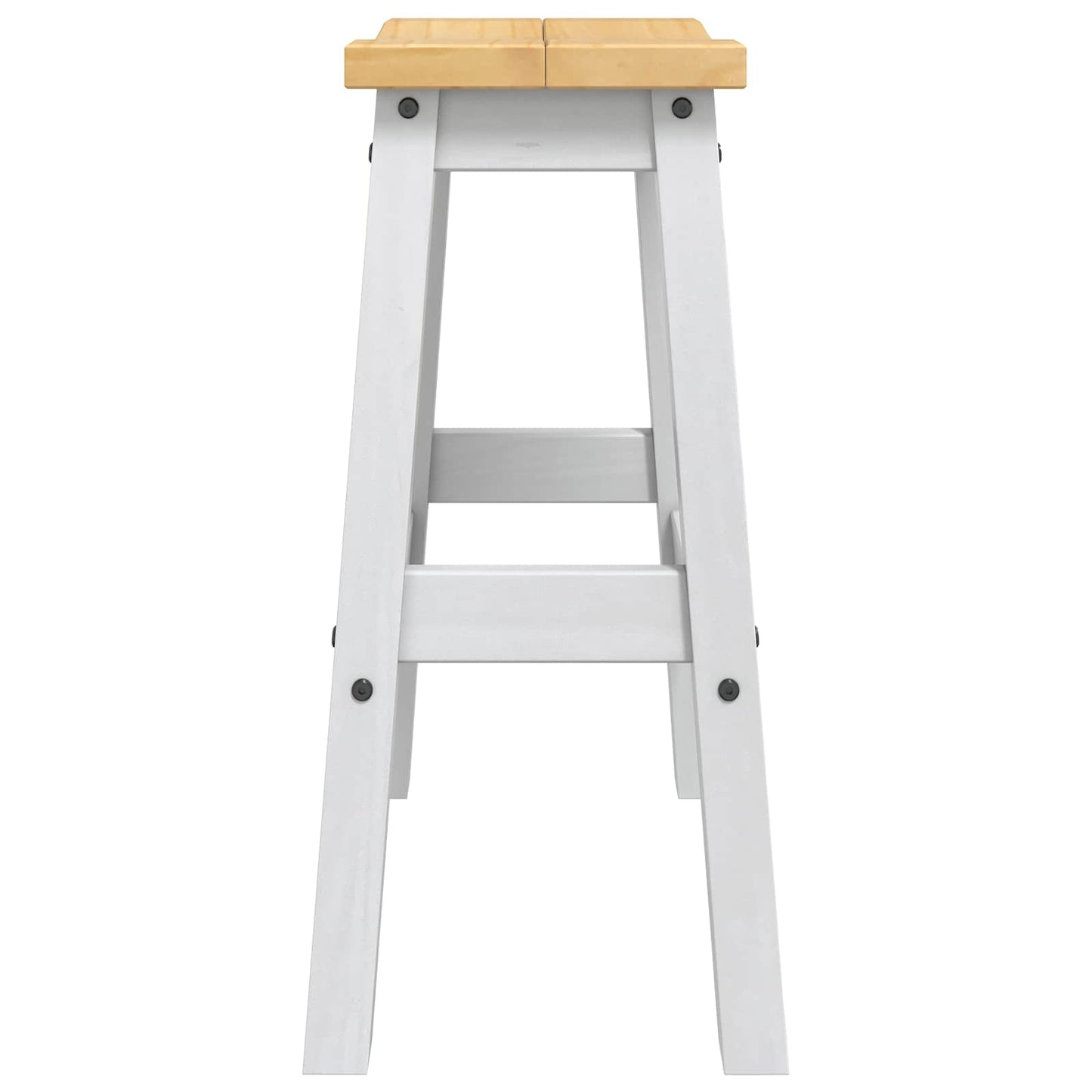 vidaXL Bar Stool 2 pcs White and Honey Wax 44 x 30 x 63 cm Solid-Pine