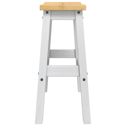 vidaXL Bar Stool 2 pcs White and Honey Wax 44 x 30 x 63 cm Solid-Pine