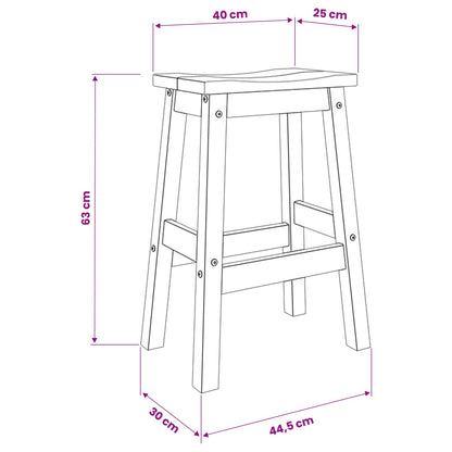vidaXL Bar Stool 2 pcs White and Honey Wax 44 x 30 x 63 cm Solid-Pine