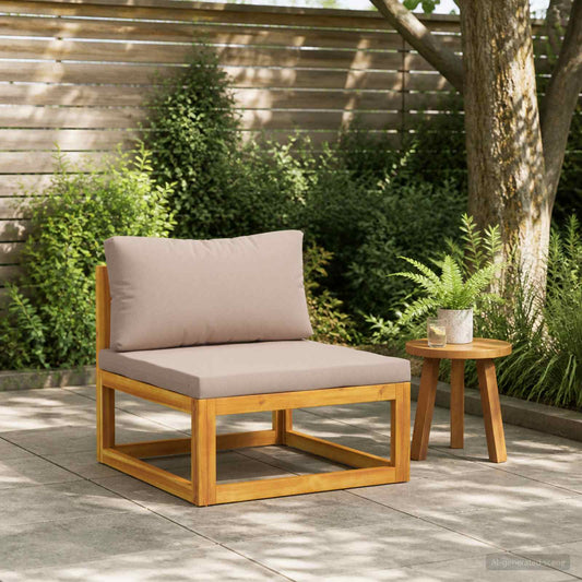 vidaXL Sectional Middle Sofa with Cushions Solid Acacia Wood Natural