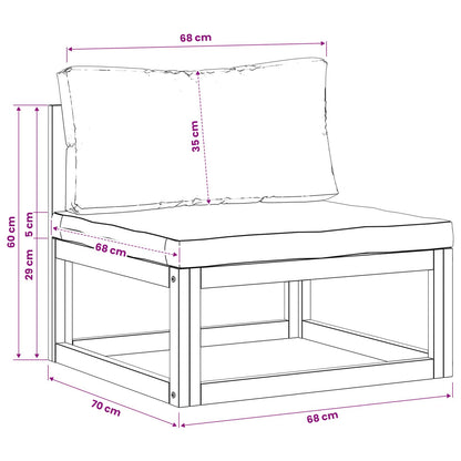 vidaXL Sectional Middle Sofa with Cushions 100% polyester Solid Acacia