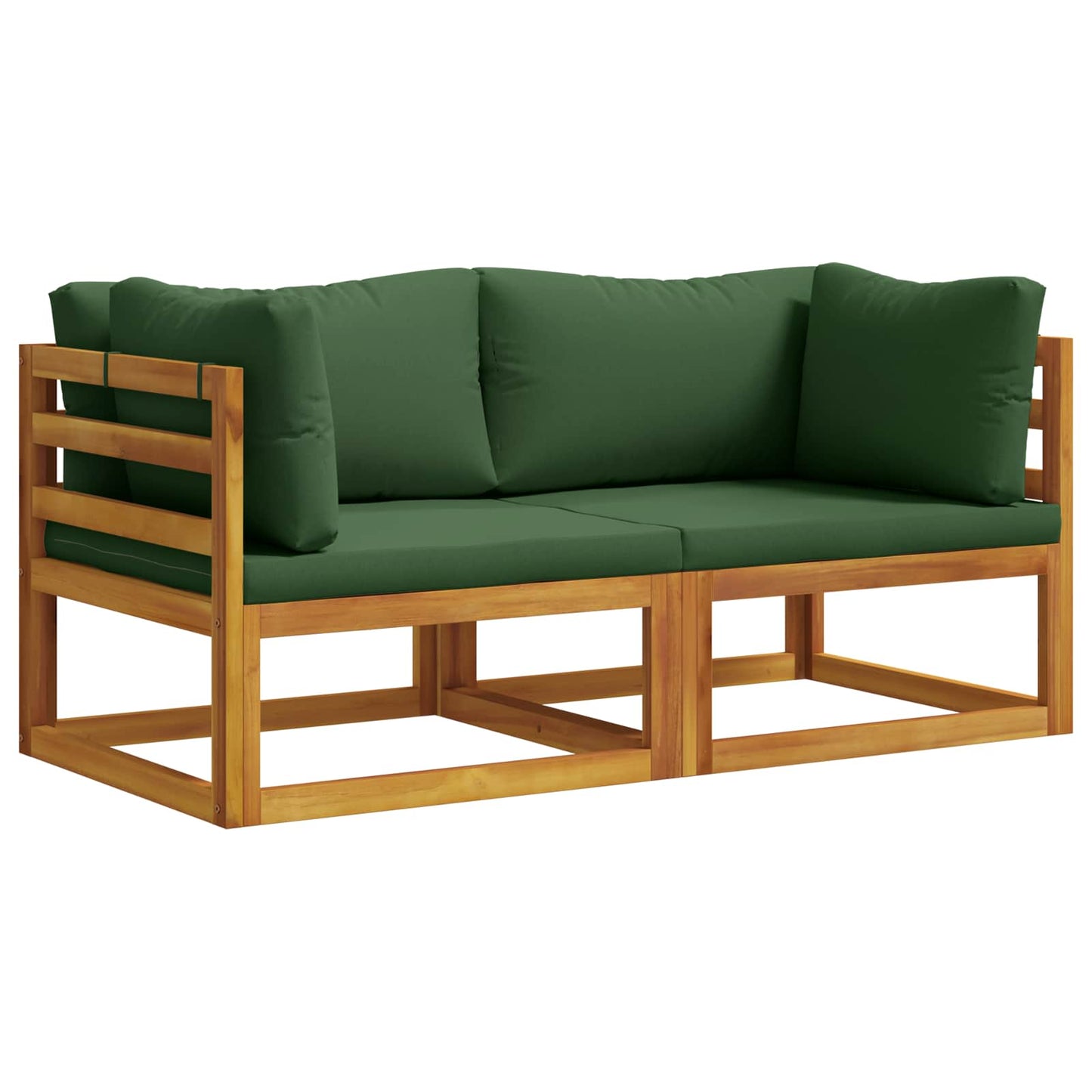 vidaXL 2 pcs Sectional Corner Sofa with Cushions Solid Acacia Wood