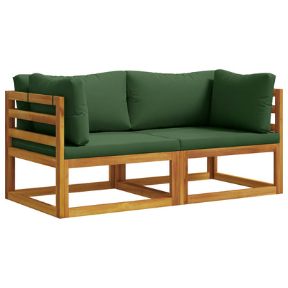 vidaXL 2 pcs Sectional Corner Sofa with Cushions Solid Acacia Wood