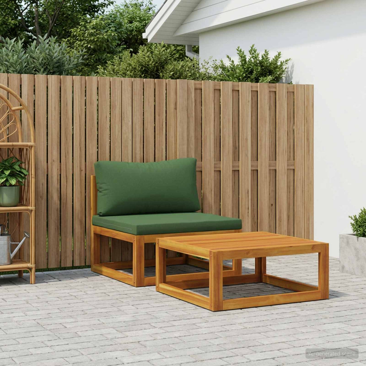 vidaXL Sectional Sofa Set with Cushions 2 pcs Solid Acacia Wood