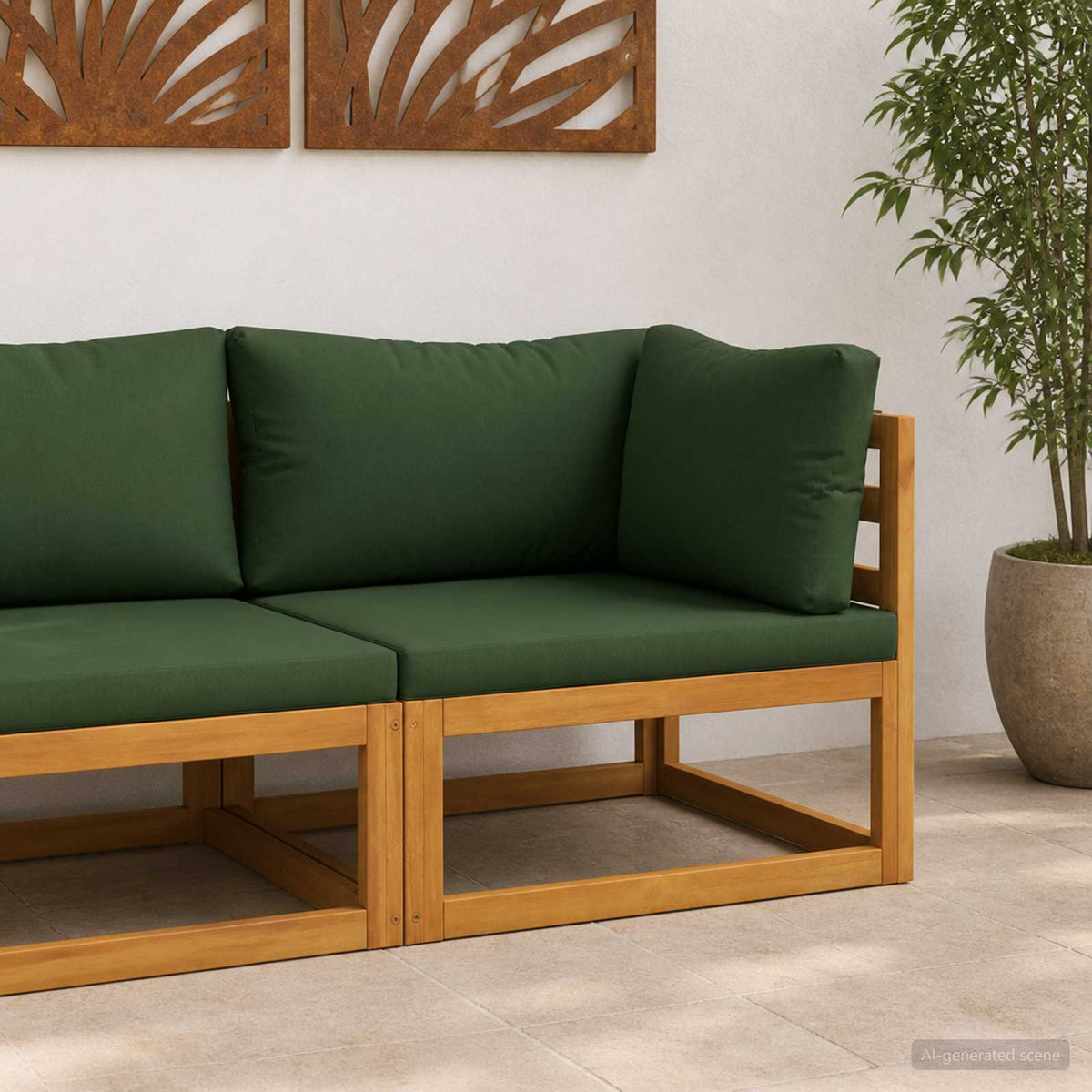 vidaXL Sectional Corner Sofa with Cushions Solid Acacia Wood Natural