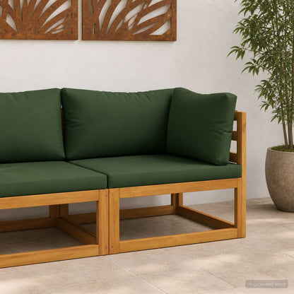 vidaXL Sectional Corner Sofa with Cushions Solid Acacia Wood Natural