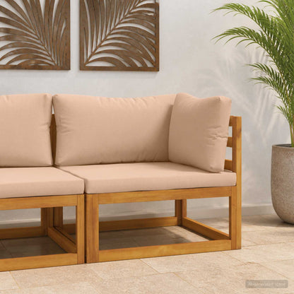 vidaXL Sectional Corner Sofa with Cushions Solid Acacia Wood Natural