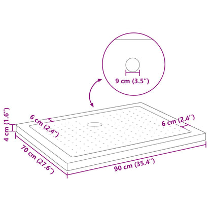 vidaXL Shower Base Tray with Dots 90 x 70 x 4 cm ABS Black
