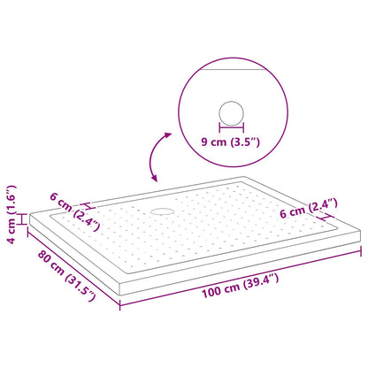 vidaXL Shower Base Tray with Dots 100 x 80 x 4 cm ABS Black