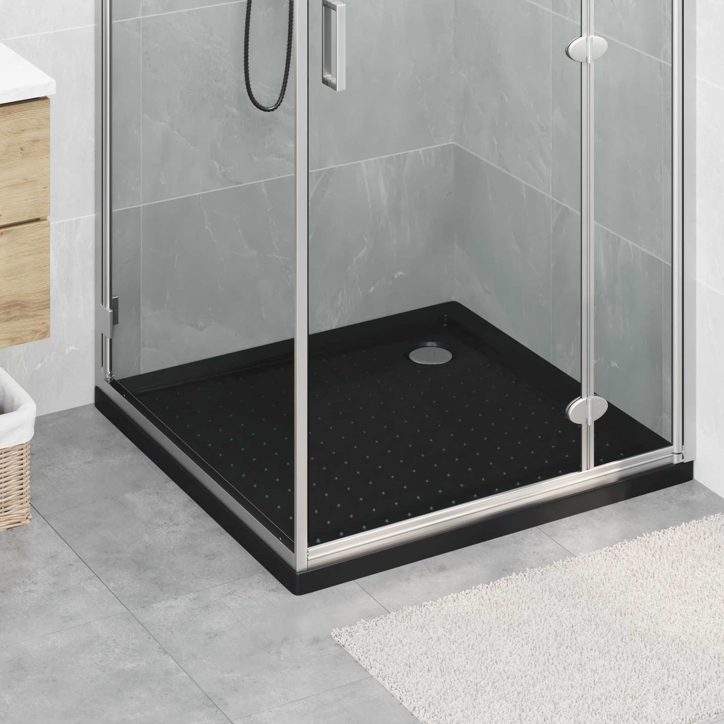 vidaXL Shower Base Tray with Dots 90 x 90 x 4 cm ABS Black