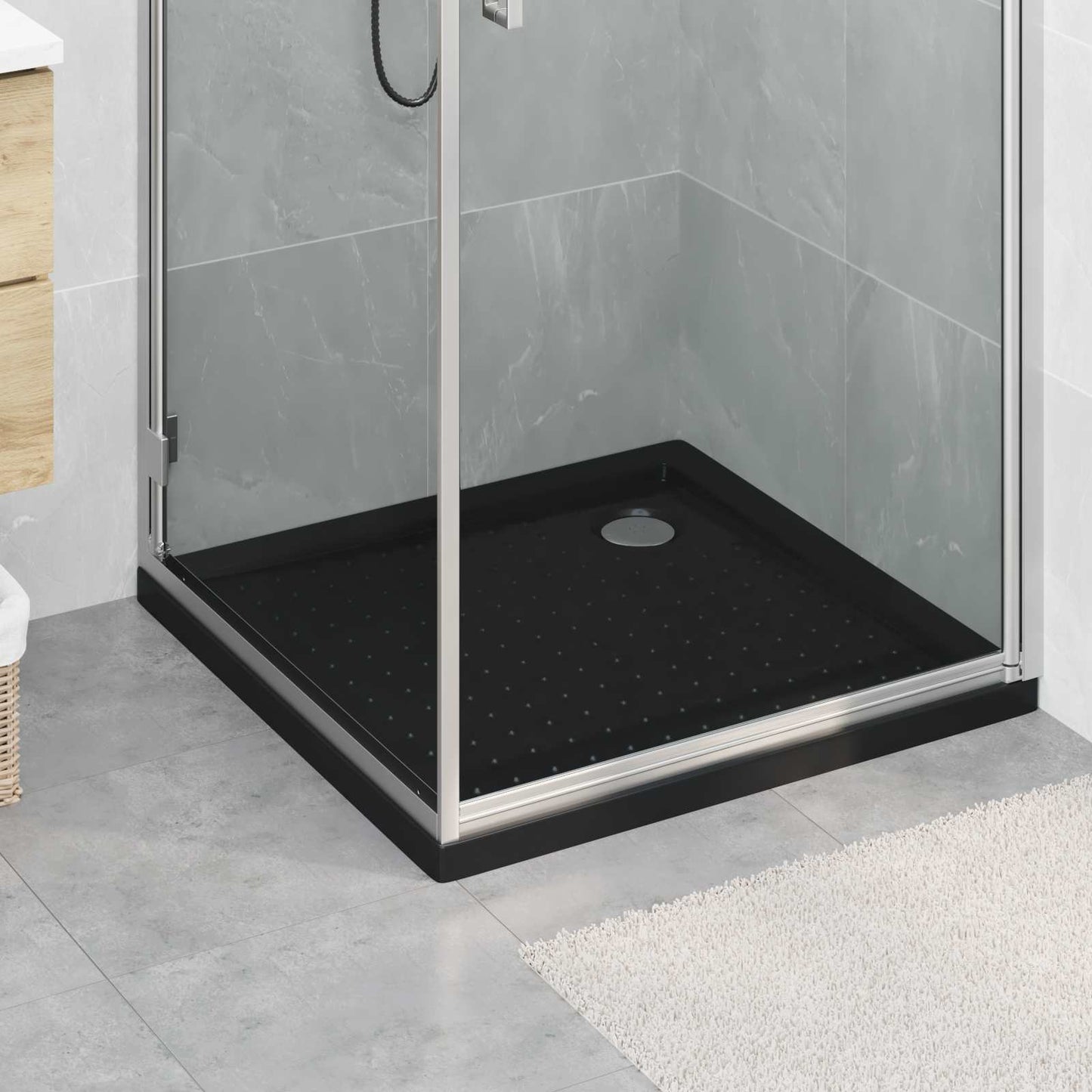 vidaXL Shower Base Tray with Dots 80 x 80 x 4 cm ABS Black