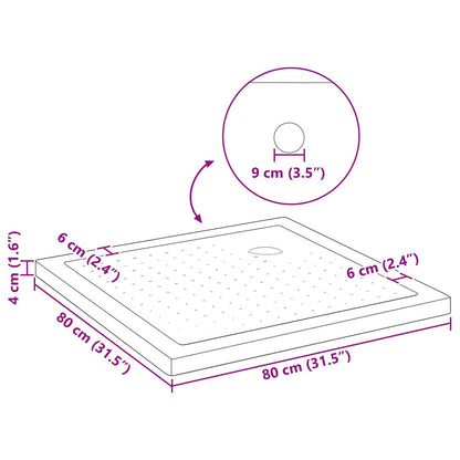 vidaXL Shower Base Tray with Dots 80 x 80 x 4 cm ABS Black