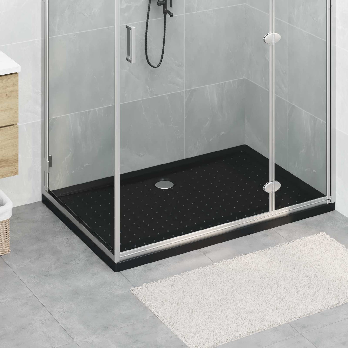 vidaXL Shower Base Tray with Dots Black 120 x 80 x 4 cm ABS