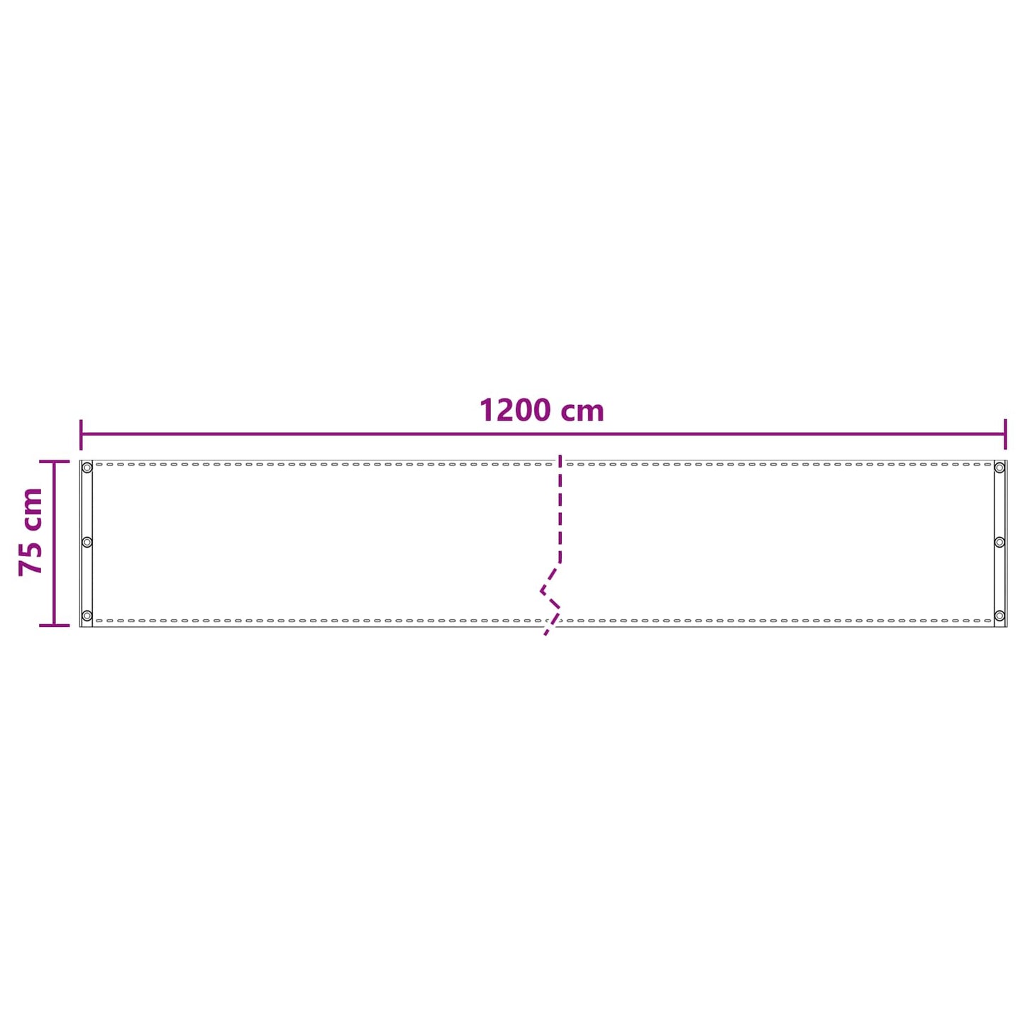 vidaXL Balcony Screen Brown 75 x 1200 cm HDPE and Aluminium