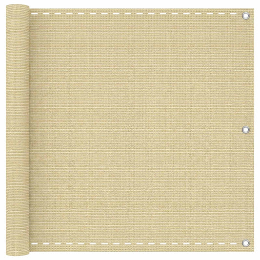vidaXL Balcony Screen Beige 90 x 700 cm HDPE and Aluminium