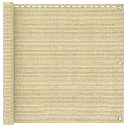 vidaXL Balcony Screen Beige 90 x 1000 cm HDPE and Aluminium