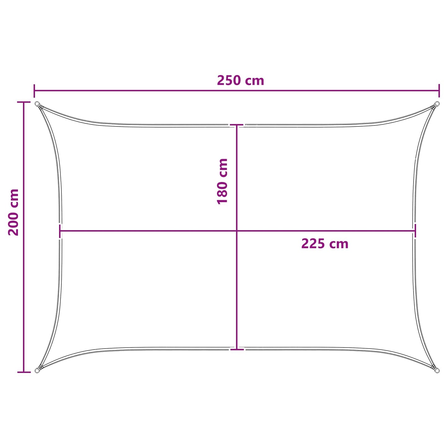 vidaXL Sunshade Sail Yellow and White 2 x 2.5 m HDPE