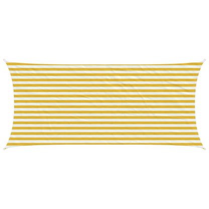 vidaXL Sunshade Sail Yellow and White 2 x 5 m HDPE