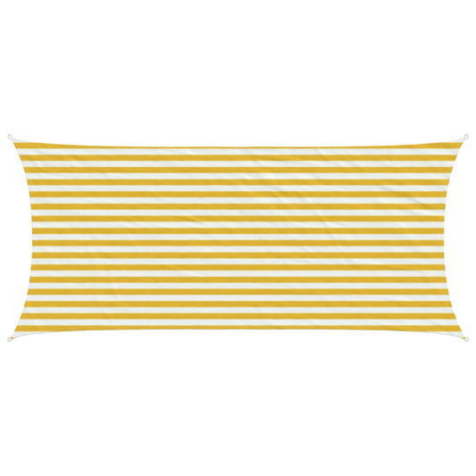 vidaXL Sunshade Sail Yellow and White 2 x 5 m HDPE