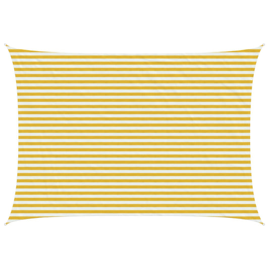 vidaXL Sunshade Sail Yellow and White 3.5 x 4.5 m HDPE