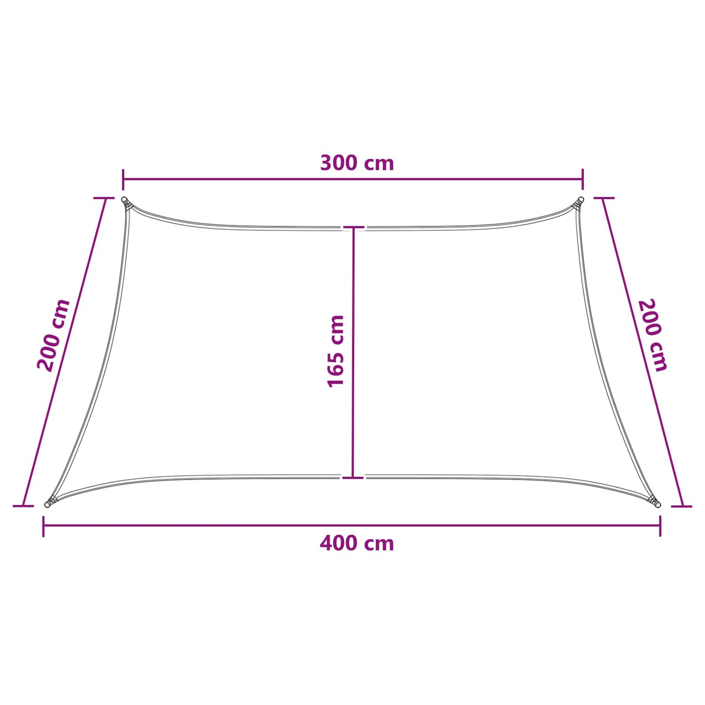 vidaXL Sunshade Sail Yellow and White 3 / 4 x 2 m HDPE