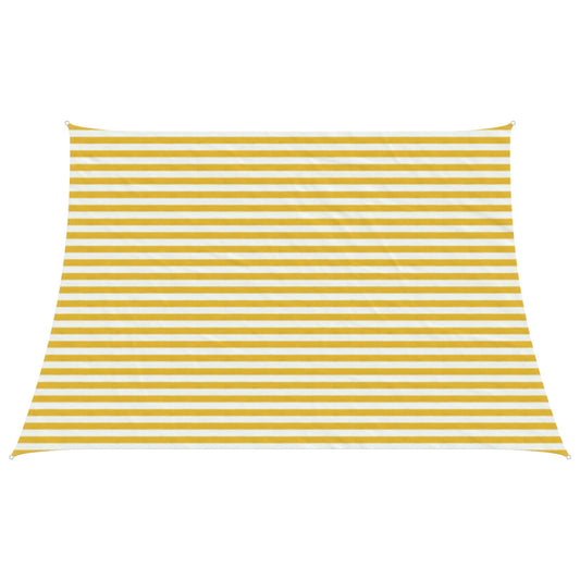 vidaXL Sunshade Sail Yellow and White 4 / 5 x 3 m HDPE
