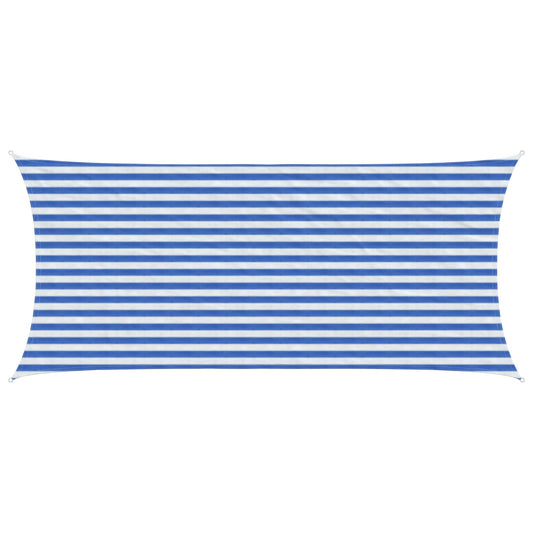 vidaXL Sunshade Sail Blue and White 2 x 5 m HDPE