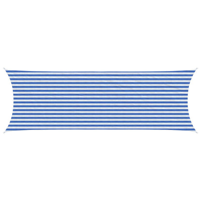 vidaXL Sunshade Sail Blue and White 2 x 6 m HDPE