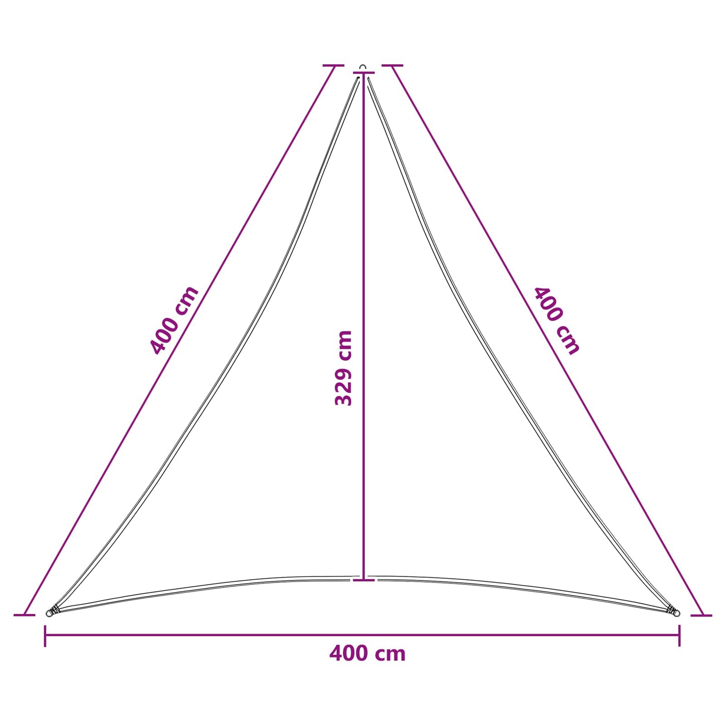 vidaXL Sunshade Sail 4 x 4 x 4 m HDPE