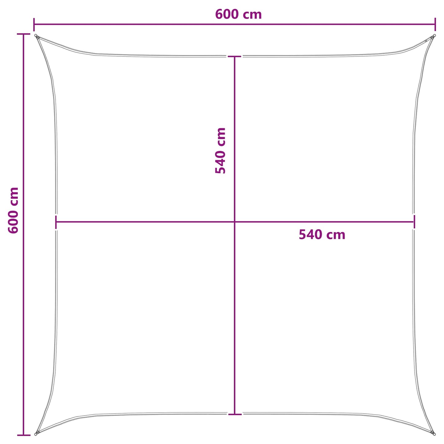 vidaXL Sunshade Sail Light Grey and White 6 x 6 m HDPE