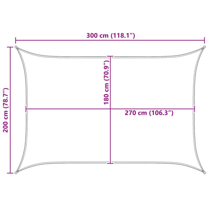 vidaXL Sunshade Sail Light Grey and White 2 x 3 m HDPE