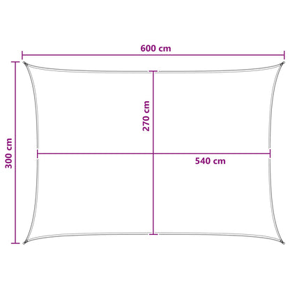 vidaXL Sunshade Sail Light Grey and White 3 x 6 m HDPE
