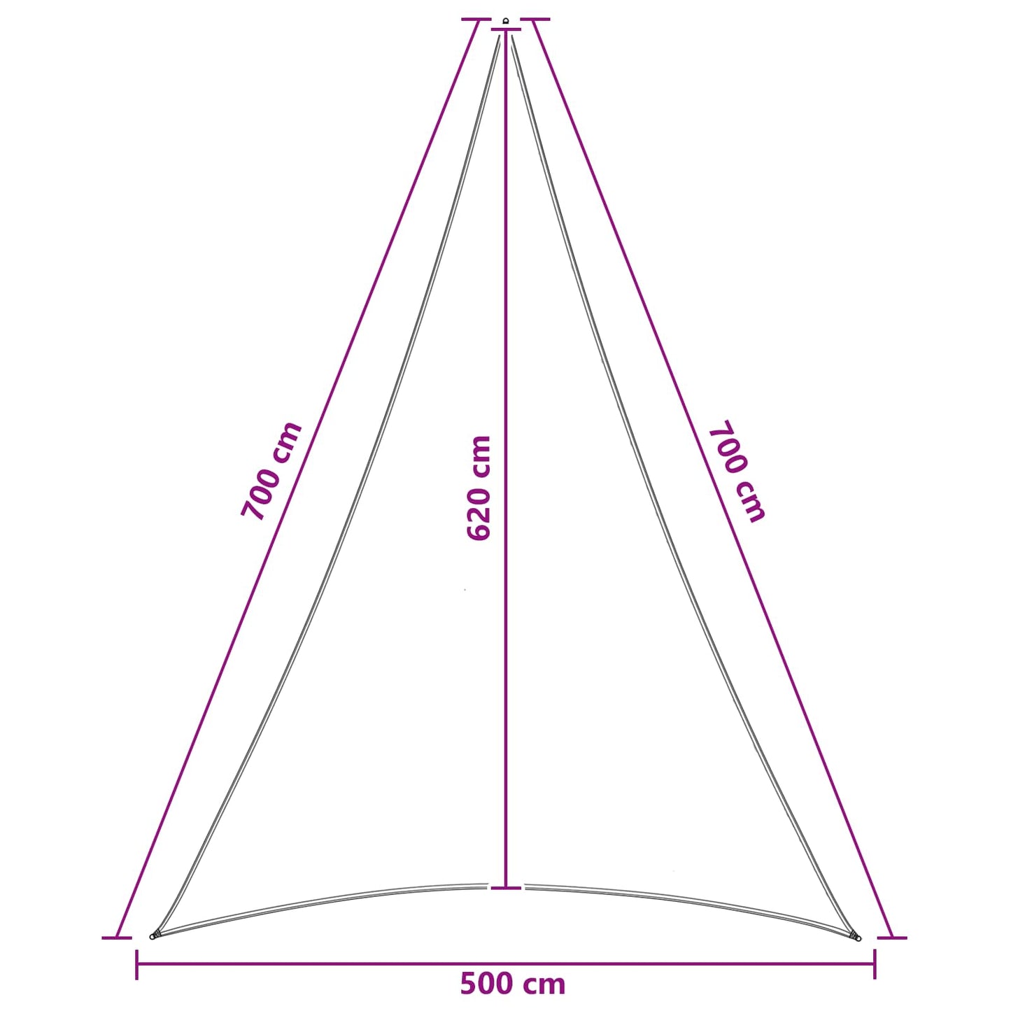 vidaXL Sunshade Sail 5 x 7 x 7 m HDPE