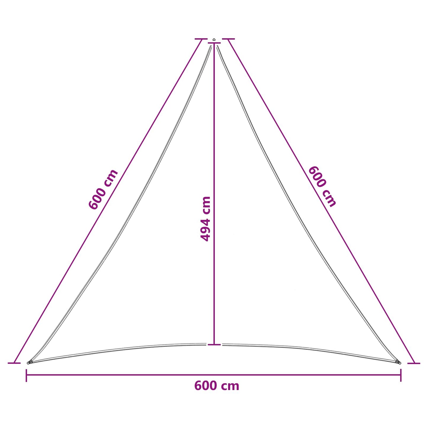 vidaXL Sunshade Sail 6 x 6 x 6 m HDPE