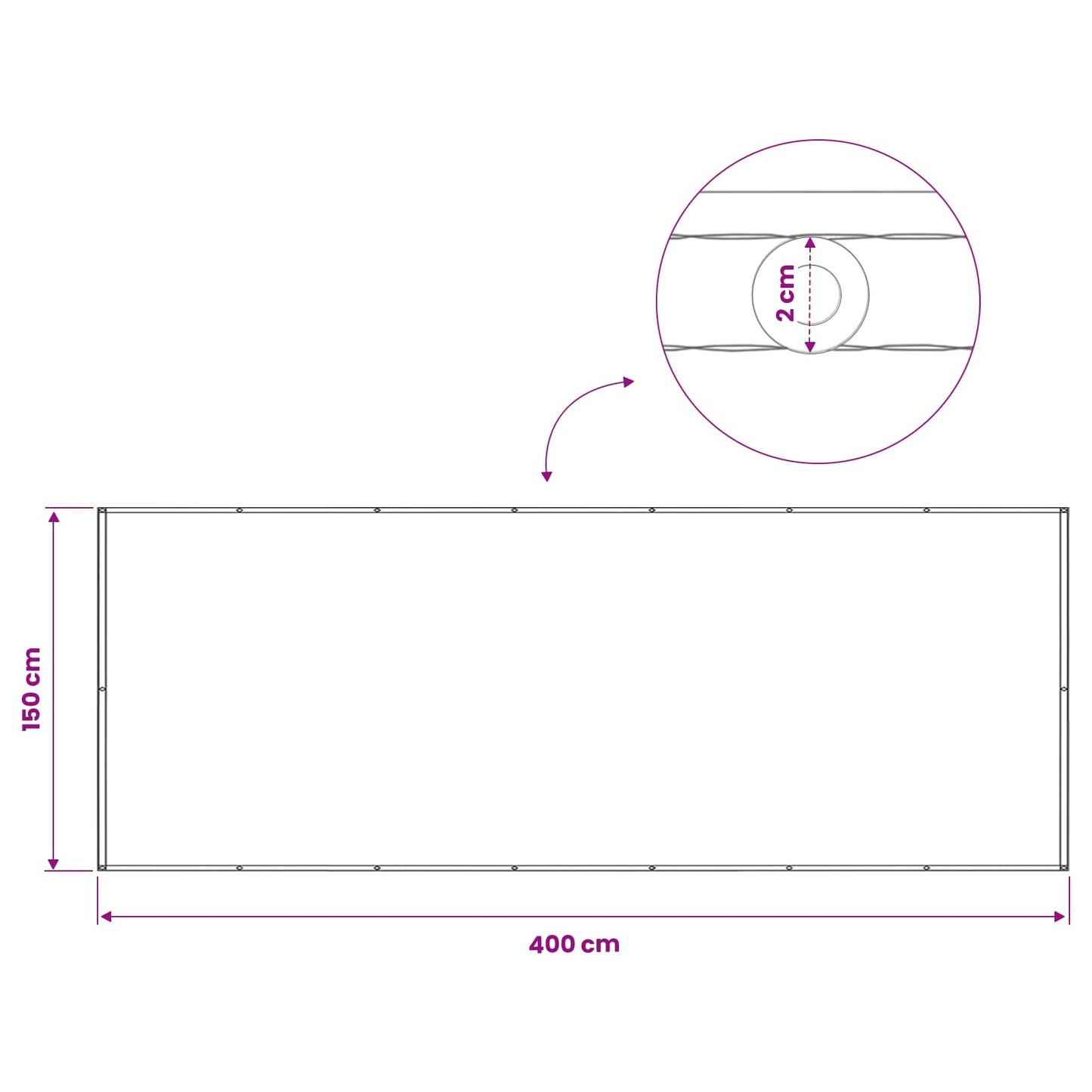 vidaXL Balcony Privacy Screen 150 x 400 cm Fabric with PU Coated