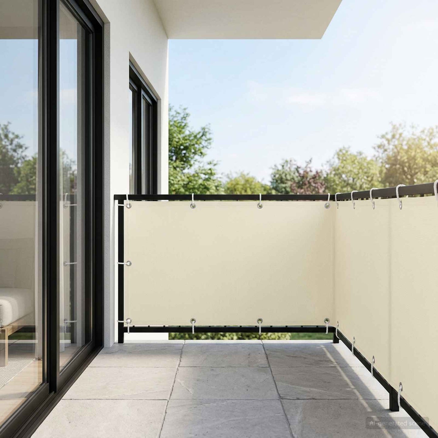 vidaXL Balcony Privacy Screen 150 x 400 cm Fabric with PU Coated Cream